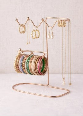 Jewelry Organizer Stand – Elegant Metal Earrings & Necklace Display Rack for Vanity Table