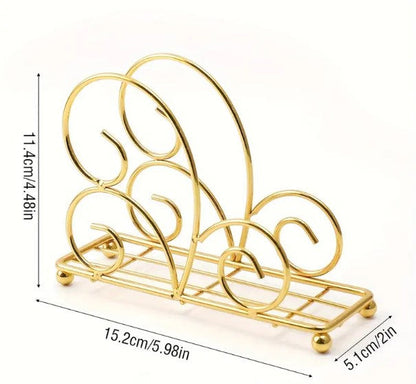 Metal Tissue Stand – Elegant Wrought Iron Scroll Napkin Holder for Dining Table
