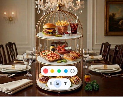 3-Tier Multi-Purpose Golden  Luxury Display Rack for Fast Food, Desserts, & Cosmetic Organization