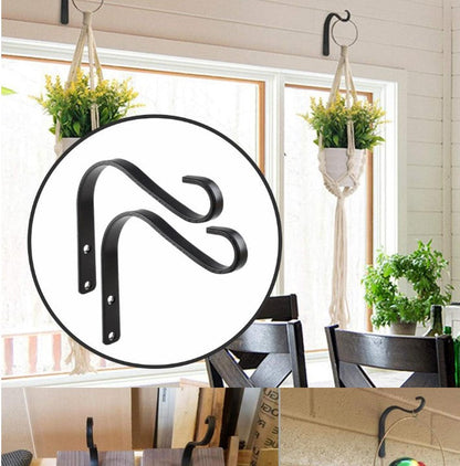 1 pc Wall-Mounted Plant Hanging Bracket – Heavy-Duty Metal Hook for Hanging Plants, Lanterns & Wind Chimes (Classic Black Finish)