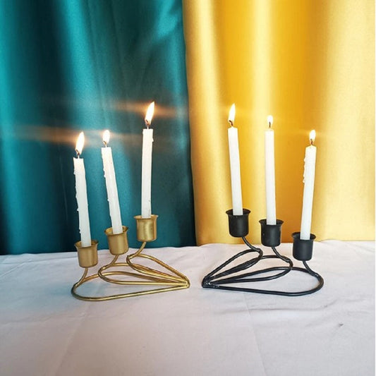 3 Arms Iron Romantic Modern Candlestick for Wedding Bedroom