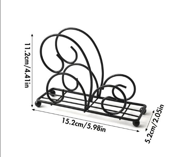 Metal Tissue Stand – Elegant Wrought Iron Scroll Napkin Holder for Dining Table