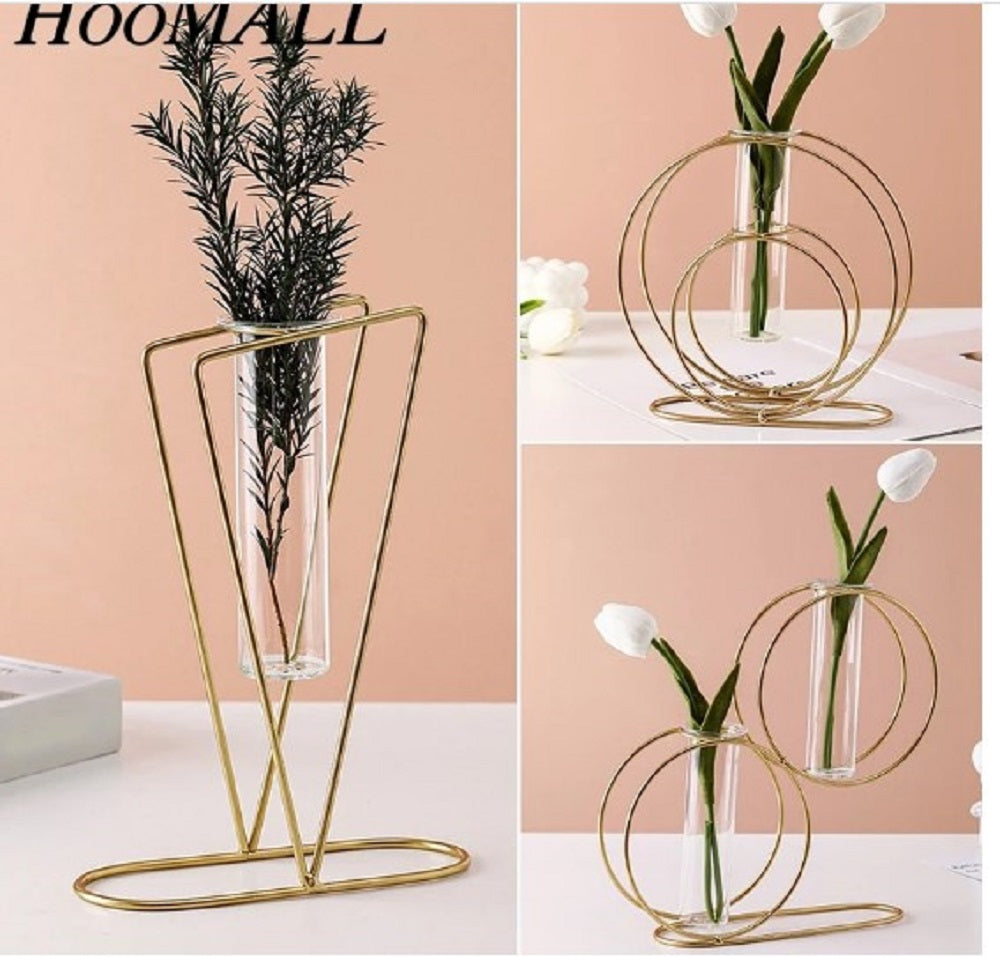 Pack of 3 Geometric Metal Table Vases