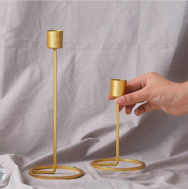 2 Piece Modern Iron Candle Holder Candlestick Ornaments Wedding Party Banquet Decor
