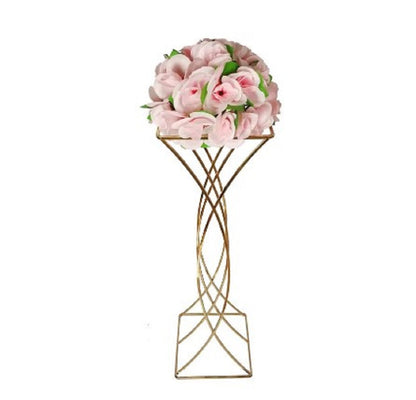 10-Inch Luxury Gold Flower Stand – Geometric Metal Centerpiece for Wedding & Table Decor