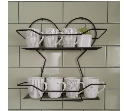Double-Layer Multipurpose Wall-Mounted Rack – Heart Design Metal Organizer