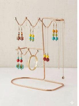 Jewelry Organizer Stand – Elegant Metal Earrings & Necklace Display Rack for Vanity Table