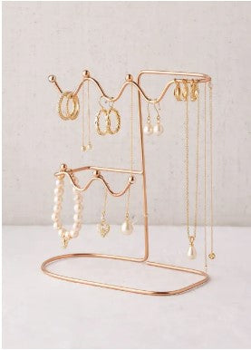 Jewelry Organizer Stand – Elegant Metal Earrings & Necklace Display Rack for Vanity Table