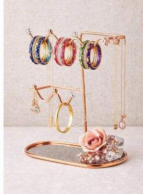 Jewelry Organizer Stand – Elegant Metal Earrings & Necklace Display Rack for Vanity Table