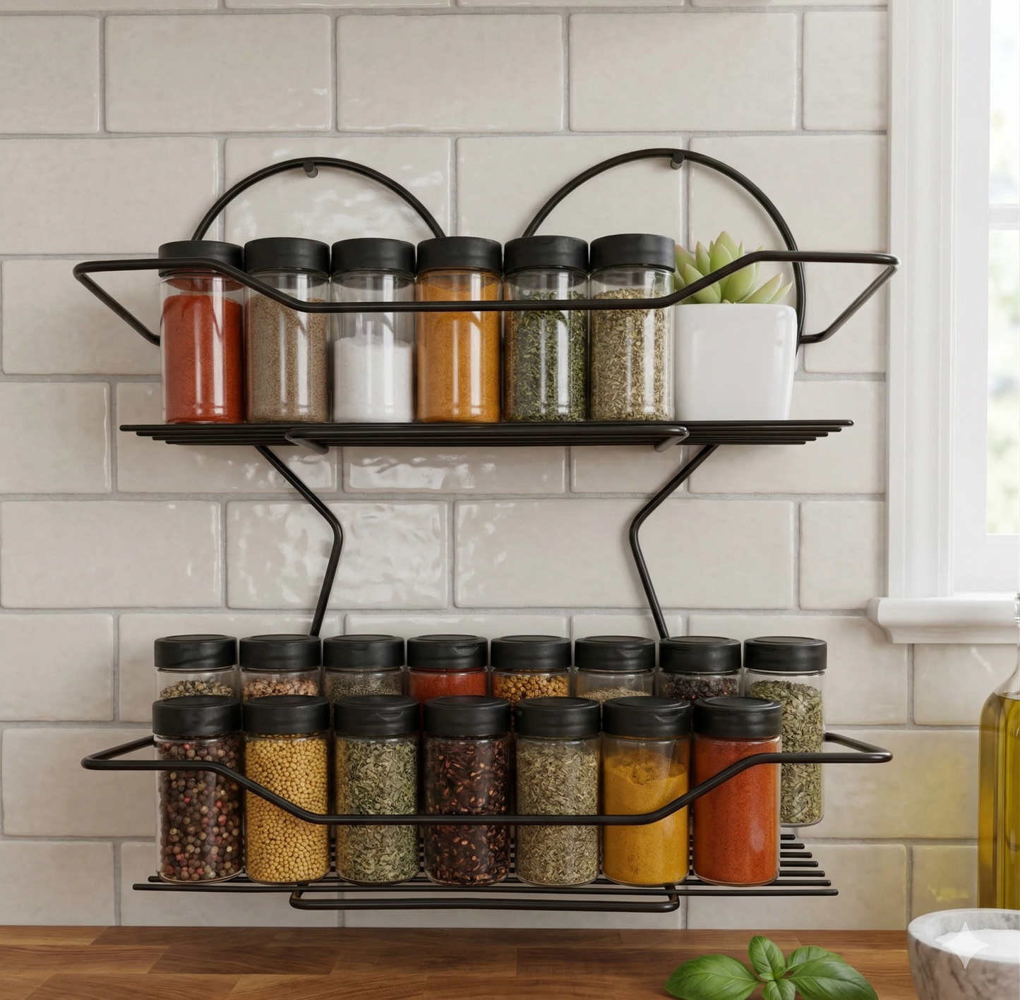 Double-Layer Multipurpose Wall-Mounted Rack – Heart Design Metal Organizer