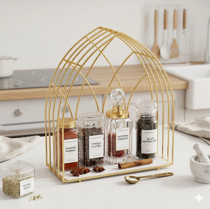 Luxury Gold Arch Cosmetic Organizer – Multi-Tier Makeup Storage Rack & Perfume Display Stand